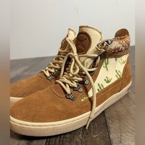 INKKAS Cactus High Top Sneakers Leather Desert Boho Womens 10